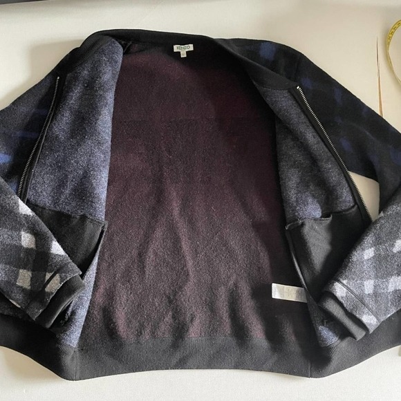 Rare Kenzo "Fire" Argyle Wool Bomber Jacket Woman's Large - Picture 3 of 8